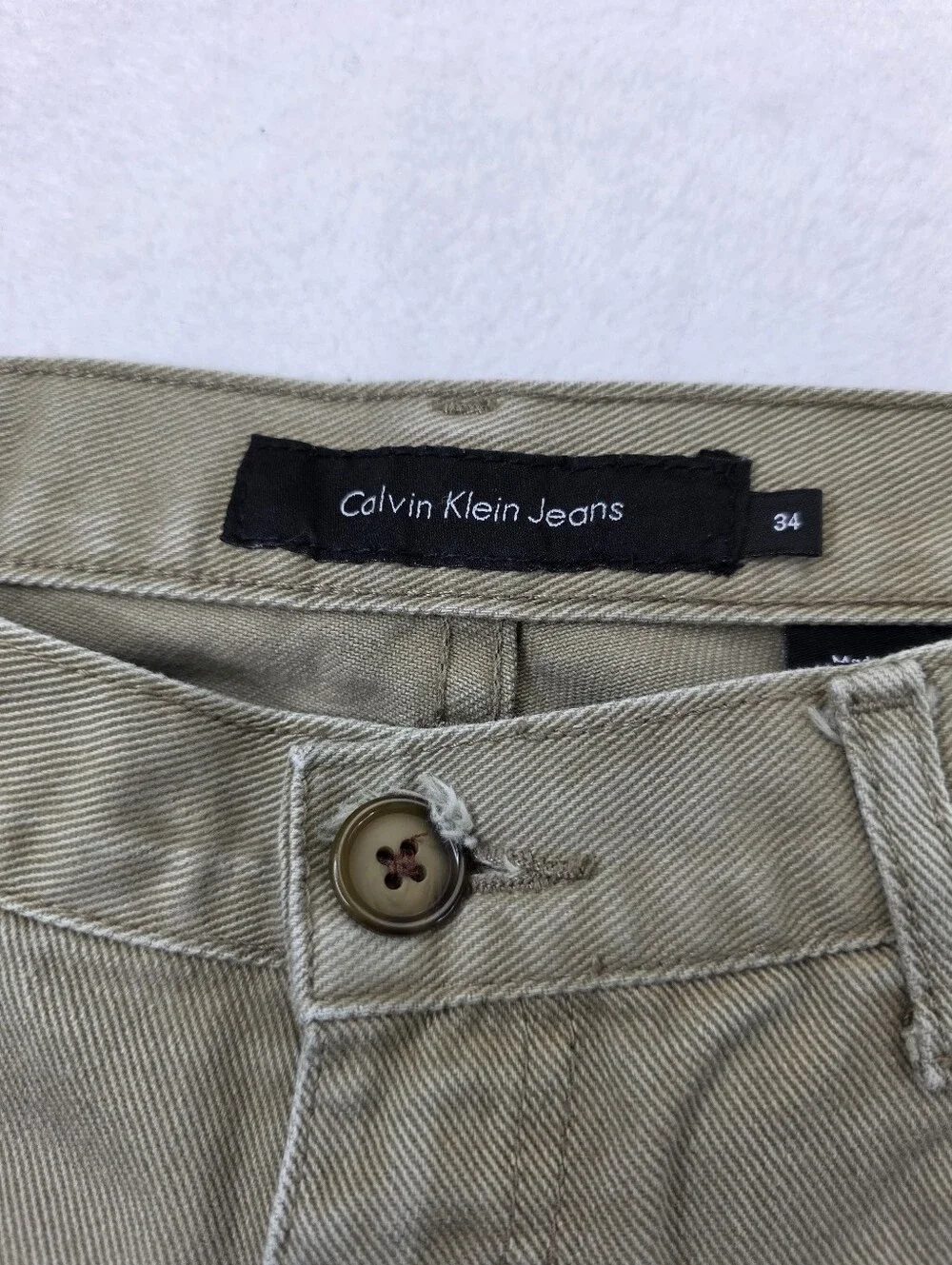 Calvin Klein Men's Casual Straight-Leg Jeans Beige Tan Size 34 CS-3671